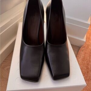 KHAITE Black Heels with Square Toe and Block Heel